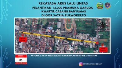 Besok Ada Pelantikan 13.149 Pramuka Garuda, Jl Suharso Purwokerto Diberlakukan Satu Arah ke Timur