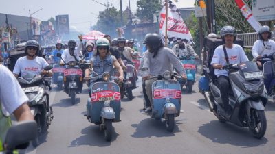 Ratusan Skuteris Keliling Purwokerto Bareng Kaka Slank, Bawa Pesan Damai