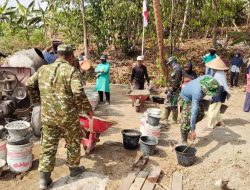 Pembangunan Jalan Rabat Beton Terus Dikebut TNI dan Masyarakat